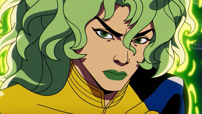 Episode still: Polaris wreathed in green magnetic energy